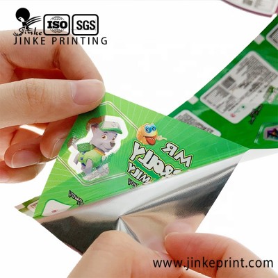 custom temporary  tattoo sticker film for popping candy bag printing